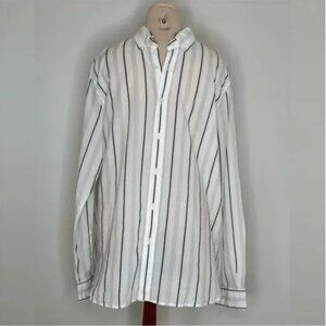 Todd Snyder Men's 100% Cotton White Striped Long Sleeve Button Down Size Large